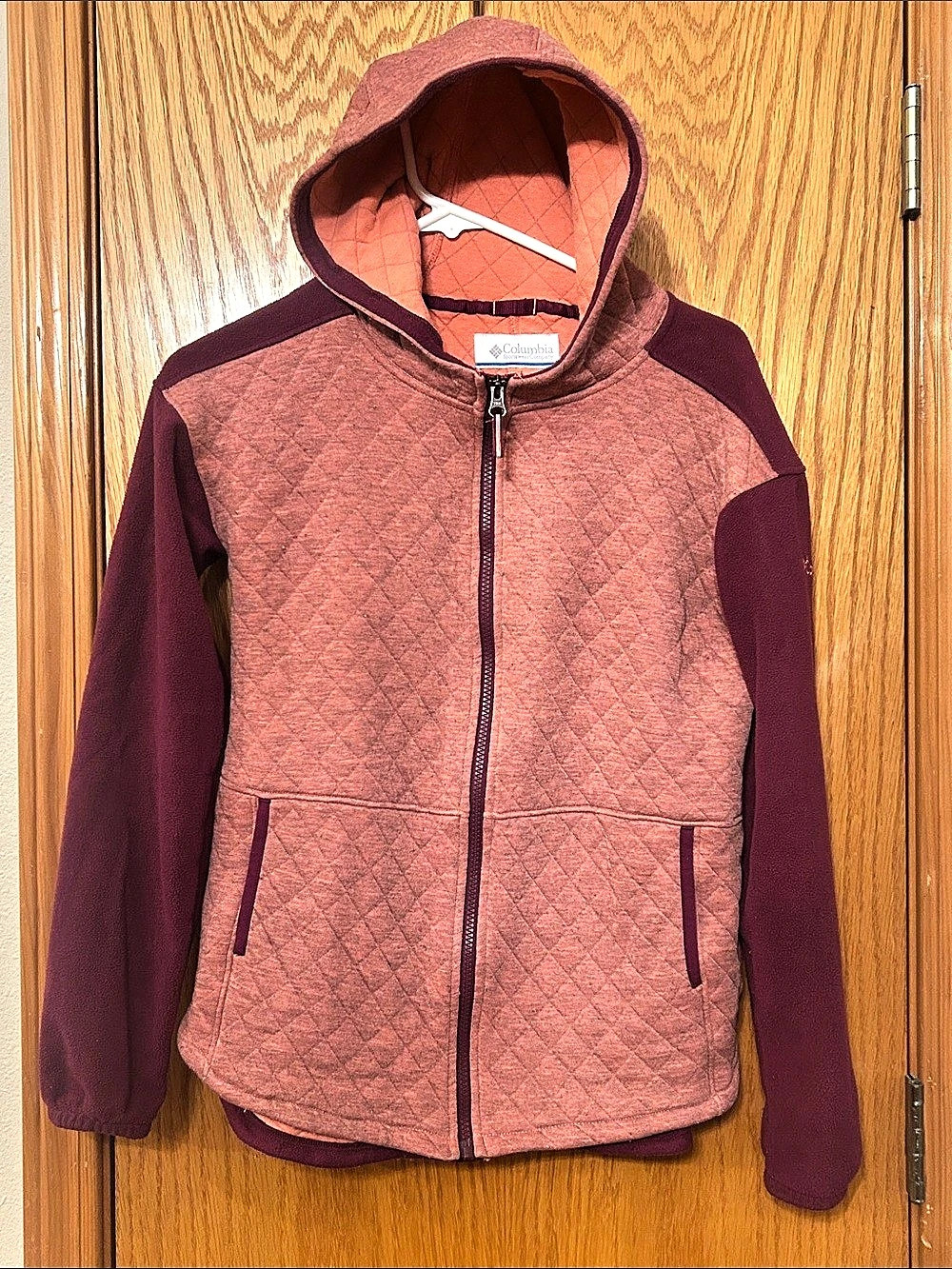 Girls Columbia Quilted Hooded Jacket iBurgundy Large